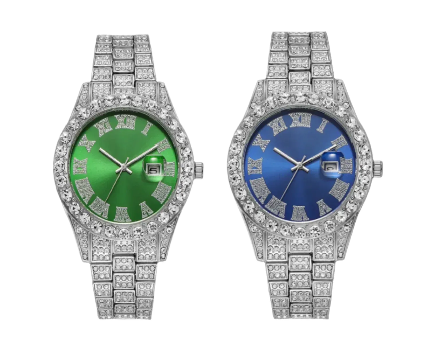 Men's Watch Luxury Brands Designer Fashion Diamond Date Quartz Watch for Men