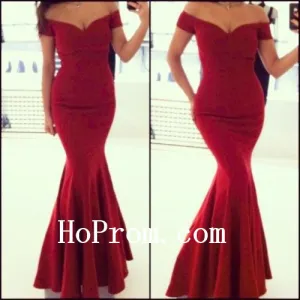 Mermaid Prom Dresses,Red Satin Prom Dress,Evening Dresses