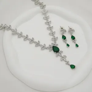 Micro Zircons Silver Designer Necklace Set