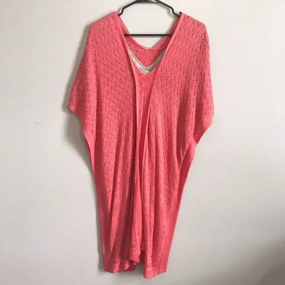 MIKAEL AGHAL Peachy Pink and Gray Knit Layered Dress Size Medium
