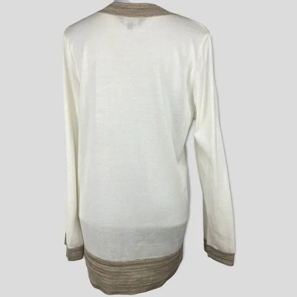 Misook Women's NWT Coastal Oversized V-Neckline Long Sleeve Knit Sweater XS/C41