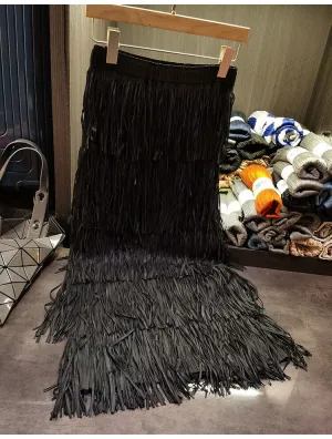 Miyake High-end Pleated Fringed Patchwork Vintage Skirt