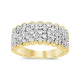 Multi Row Dress Ring with 1.00ct of Diamonds in 9ct Yellow Gold