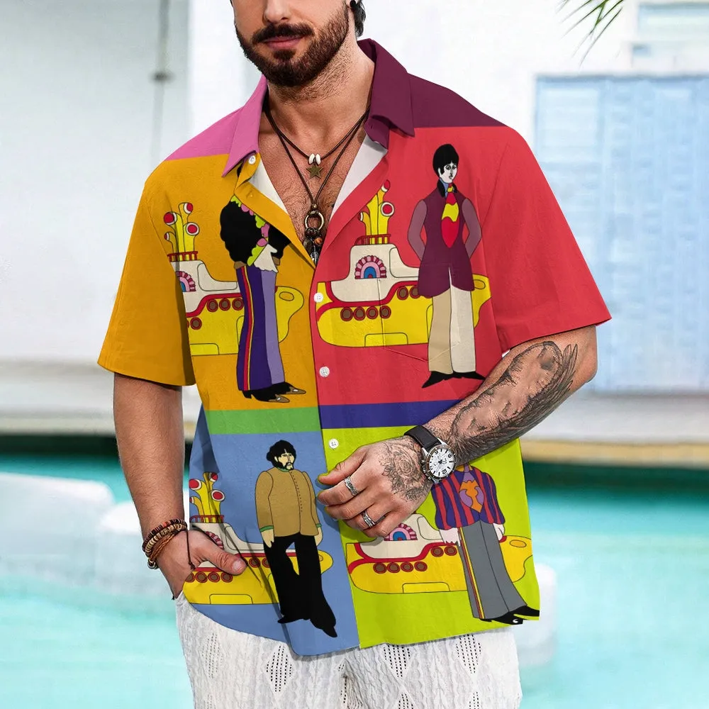 Music Casual Chest Pocket Short Sleeved Shirt 2309000778