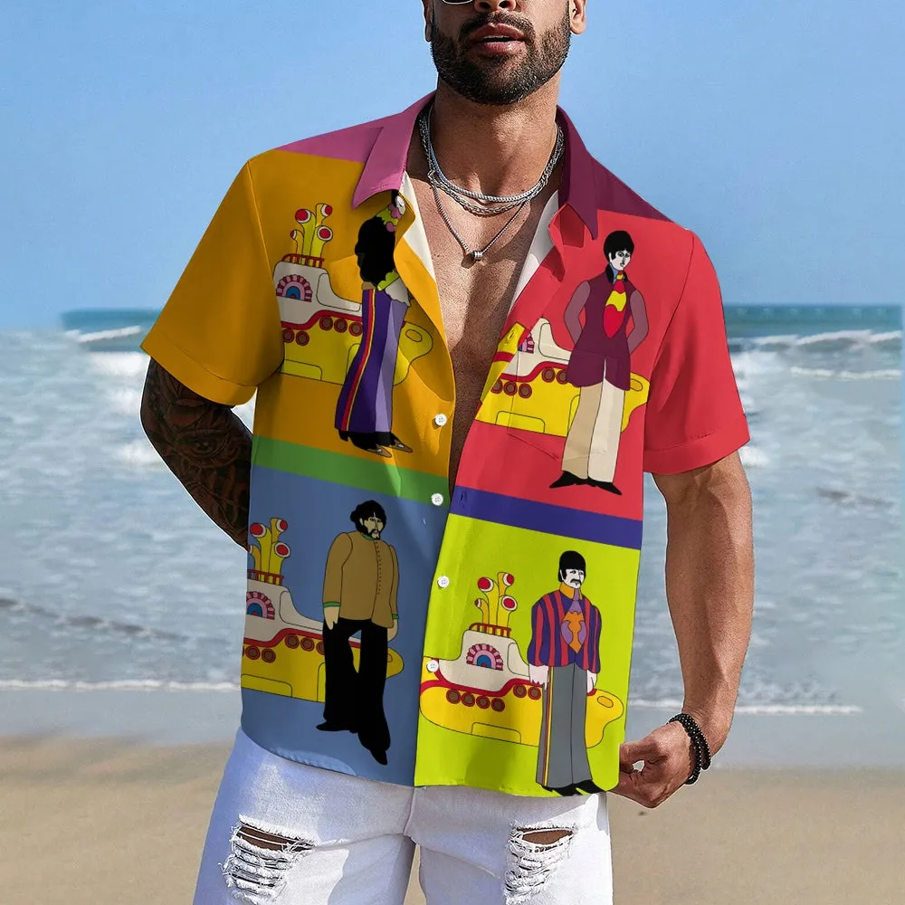Music Casual Chest Pocket Short Sleeved Shirt 2309000778