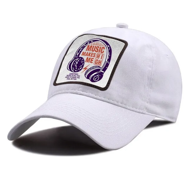 'Music Makes Me High' Baseball Caps Snapback Cotton Hat SJA