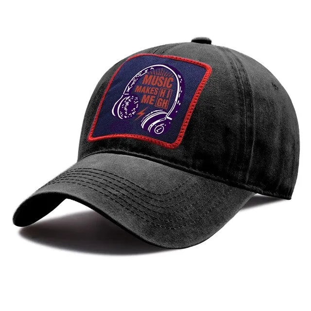 'Music Makes Me High' Baseball Caps Snapback Cotton Hat SJA