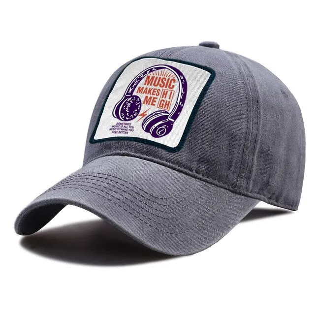 'Music Makes Me High' Baseball Caps Snapback Cotton Hat SJA