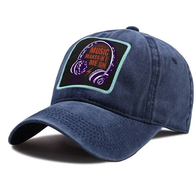 'Music Makes Me High' Baseball Caps Snapback Cotton Hat SJA