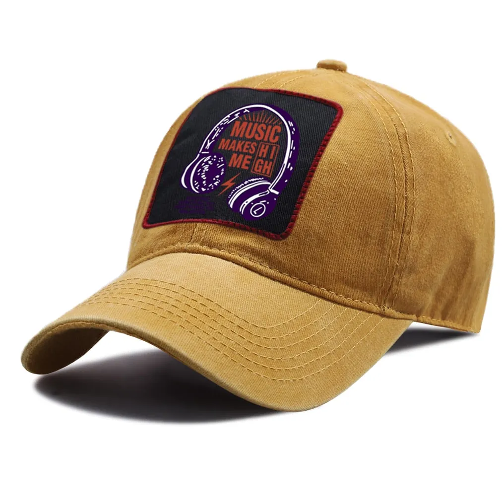 'Music Makes Me High' Baseball Caps Snapback Cotton Hat SJA