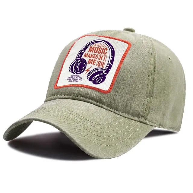 'Music Makes Me High' Baseball Caps Snapback Cotton Hat SJA