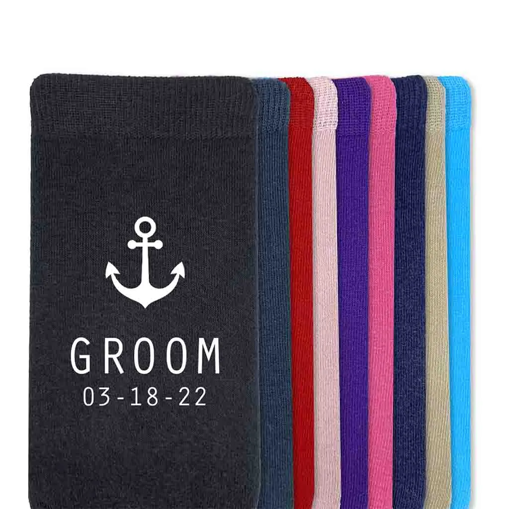 Nautical Theme Personalized Wedding Party Socks