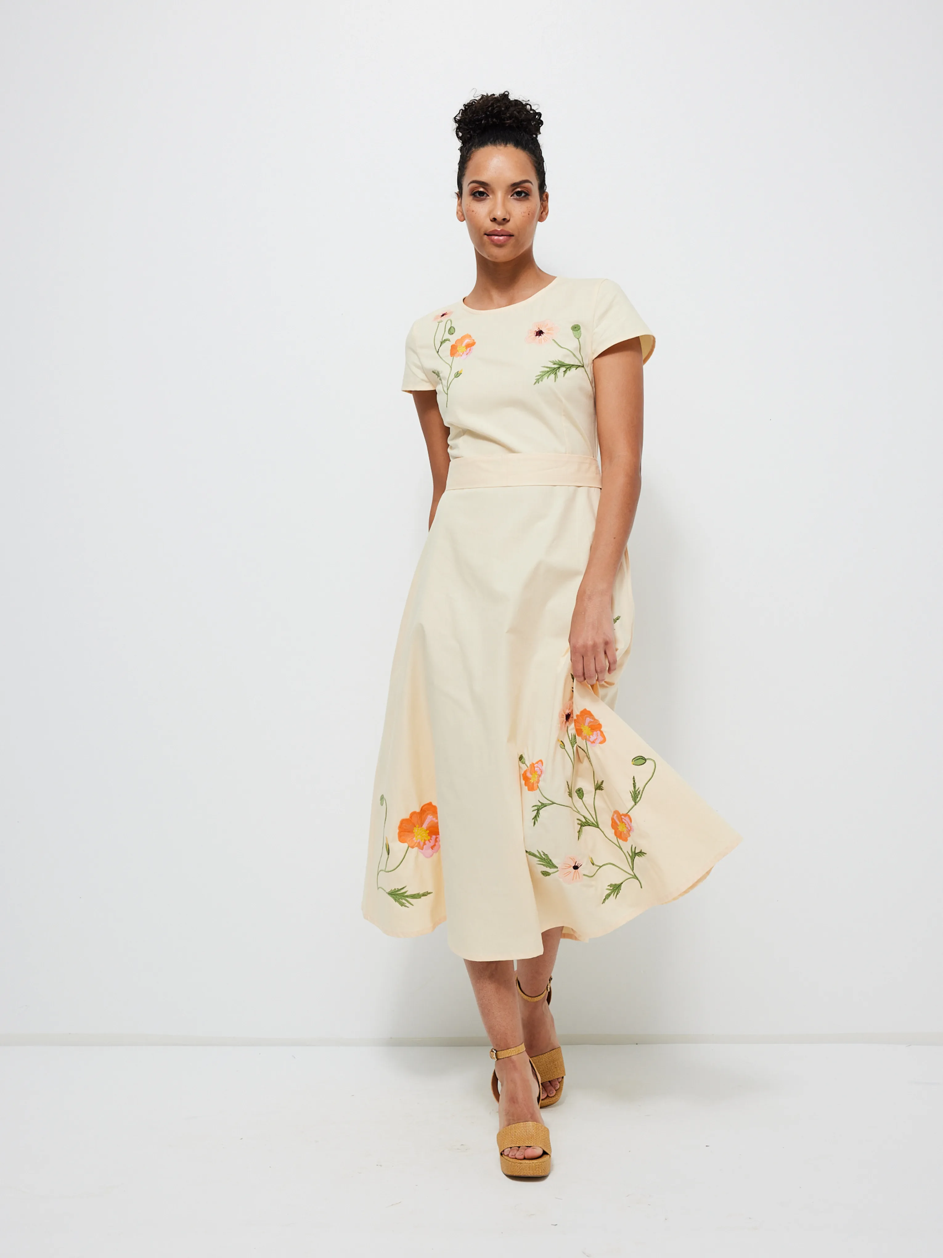 Necaise Floral Dress in Light Yellow