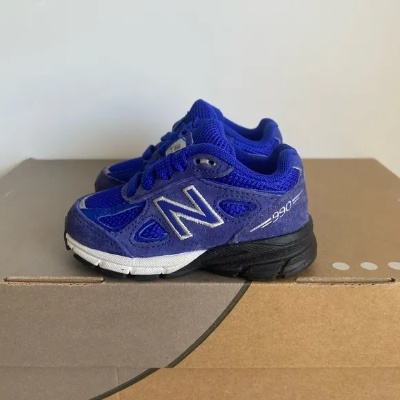 New Balance 990 Blue/White Toddler Sneakers- SZ 4 C