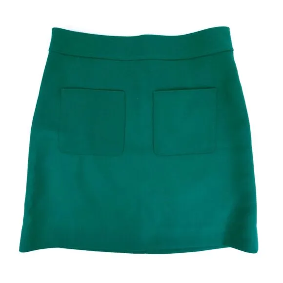 NEW JCrew 100% Wool Patch pocket Mini Skirt Old Money Quiet Luxury Emerald Green