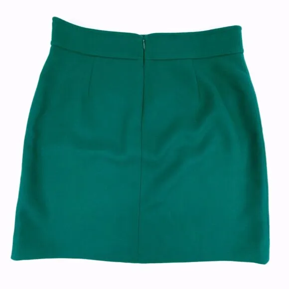 NEW JCrew 100% Wool Patch pocket Mini Skirt Old Money Quiet Luxury Emerald Green