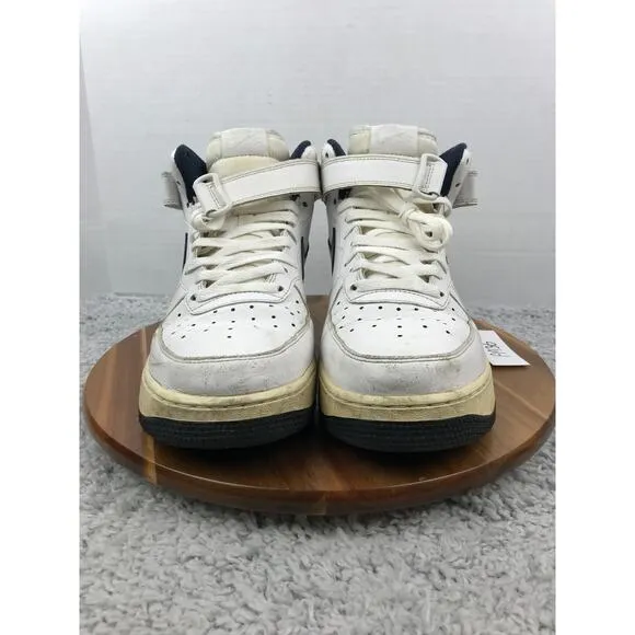 Nike Air Force 1 Mid White Dark Obsidian Athletic Sneakers Mens 11 315123-107