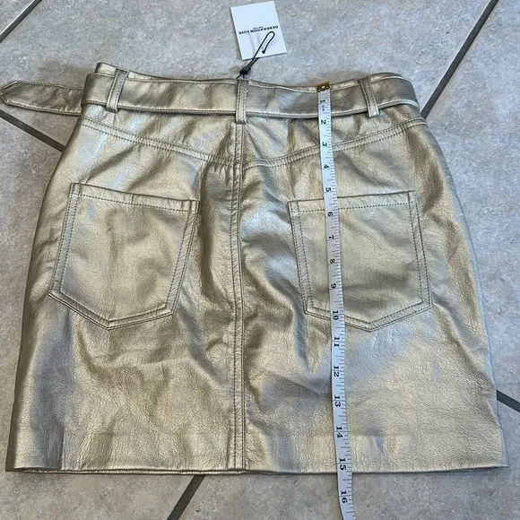 NWT Generation Love Zaya Vegan Leather Skirt Gold Size 0