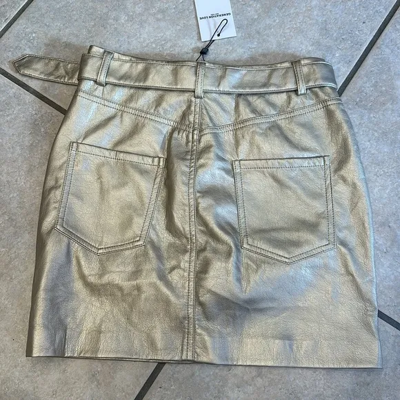 NWT Generation Love Zaya Vegan Leather Skirt Gold Size 0