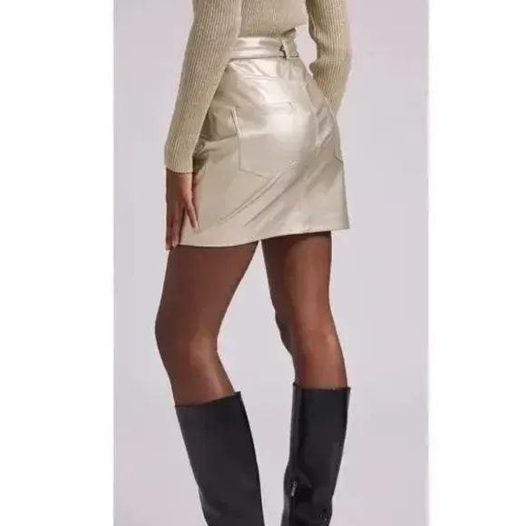 NWT Generation Love Zaya Vegan Leather Skirt Gold Size 0