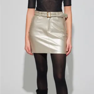 NWT Generation Love Zaya Vegan Leather Skirt Gold Size 0