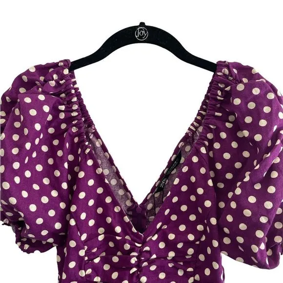 NWT ZARA Ruched Polka Dot Mini Dress M