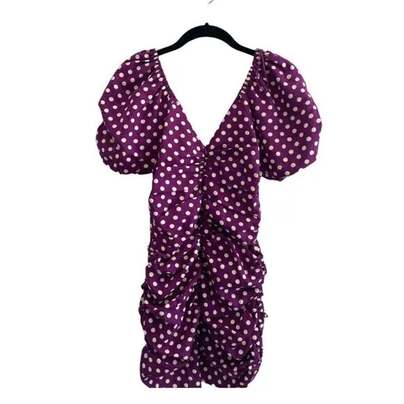 NWT ZARA Ruched Polka Dot Mini Dress M