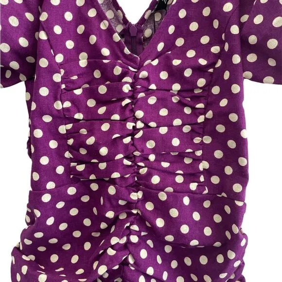 NWT ZARA Ruched Polka Dot Mini Dress M