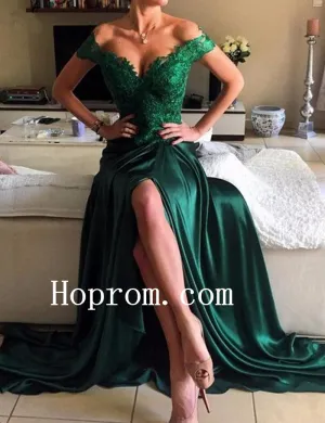 Off Shoulder Prom Dresses,Backless Green Prom Dress,Evening Dress