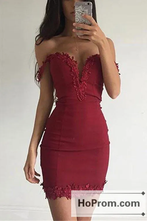 Off Shoulder Short Sheath Prom Dresses Homecoming Dresses