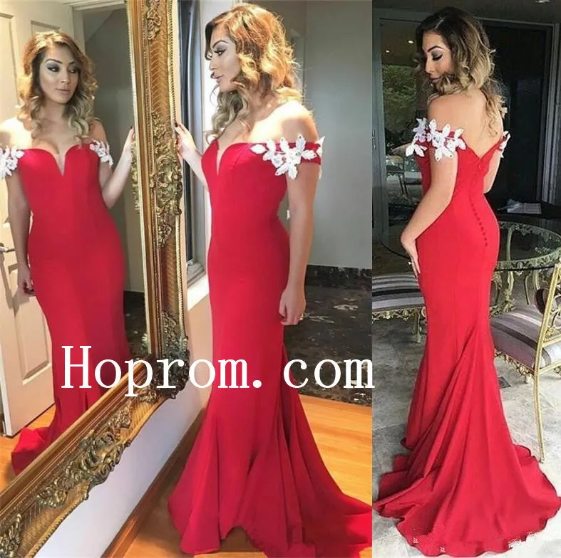 Off Shouler Prom Dresses,Red Satin Prom Dress,Evening Dress