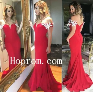 Off Shouler Prom Dresses,Red Satin Prom Dress,Evening Dress