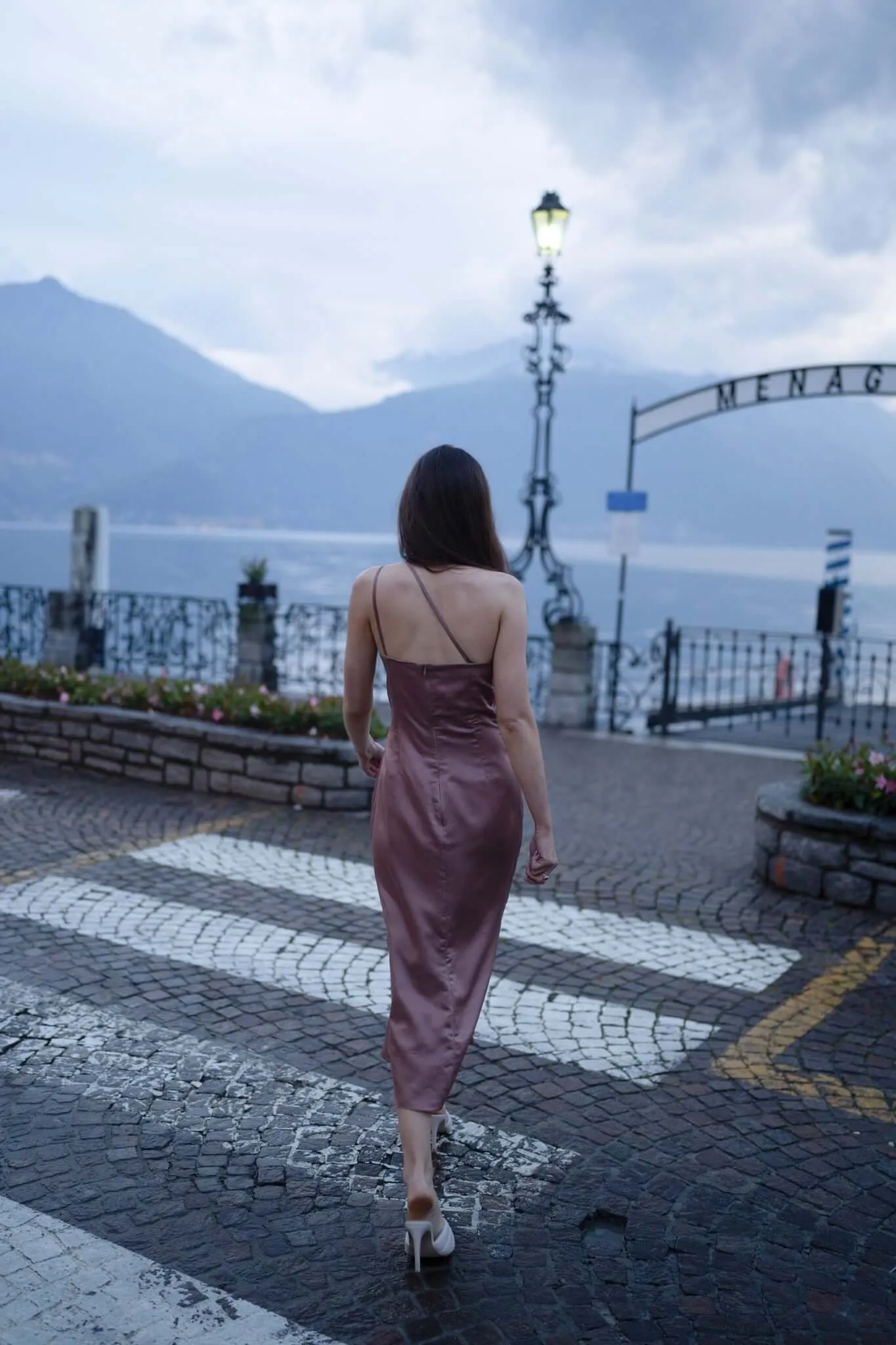 One Shoulder Silk Midi Dress in Rosé