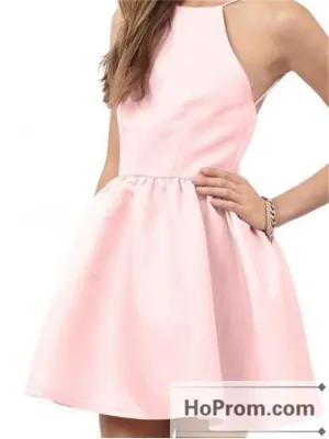 Open Back Pink Satin Prom Dresses Homecoming Dresses