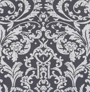Opulent Embossed Floral Black 48656 Wallpaper