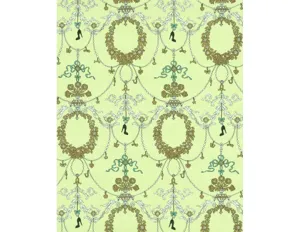 Ornamental Charms Swags Green Gold 7304-07 Wallpaper