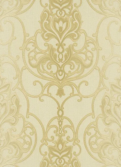 Ornated Floral Damask Beige Brown 5795-02 Wallpaper