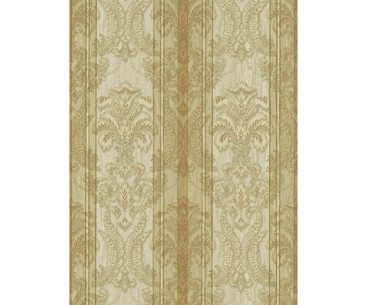 Ornated Floral Damask Stripes Gold 5781-30 Wallpaper
