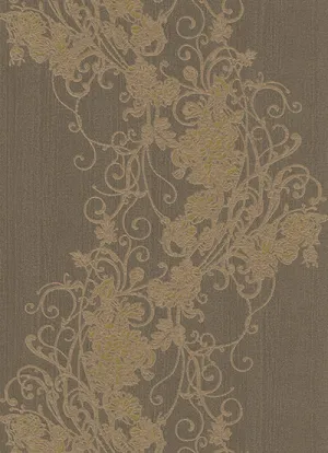 Ornated Floral Scroll Brown Bronze 5794-33 Wallpaper