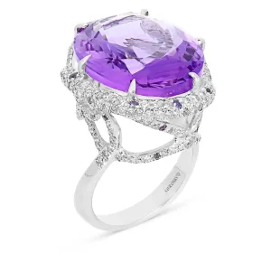 Oval Cut Purple Amethyst Cocktail Ring