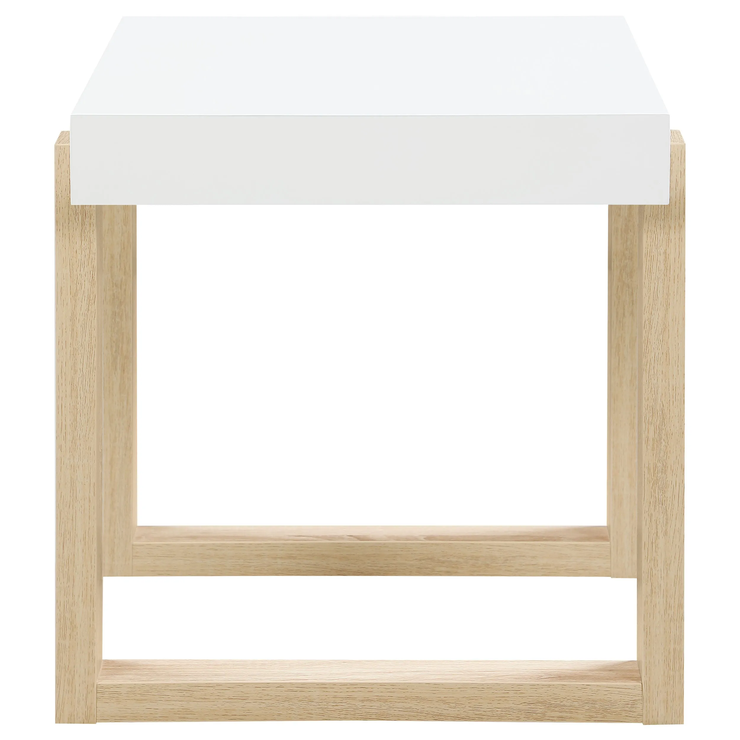 Pala Rectangular End Table White High Gloss and Natural