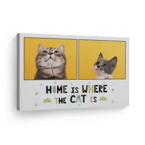 Personalized Gift Wall Art Custom Photo Collage Pet - Home is Where the Cat is