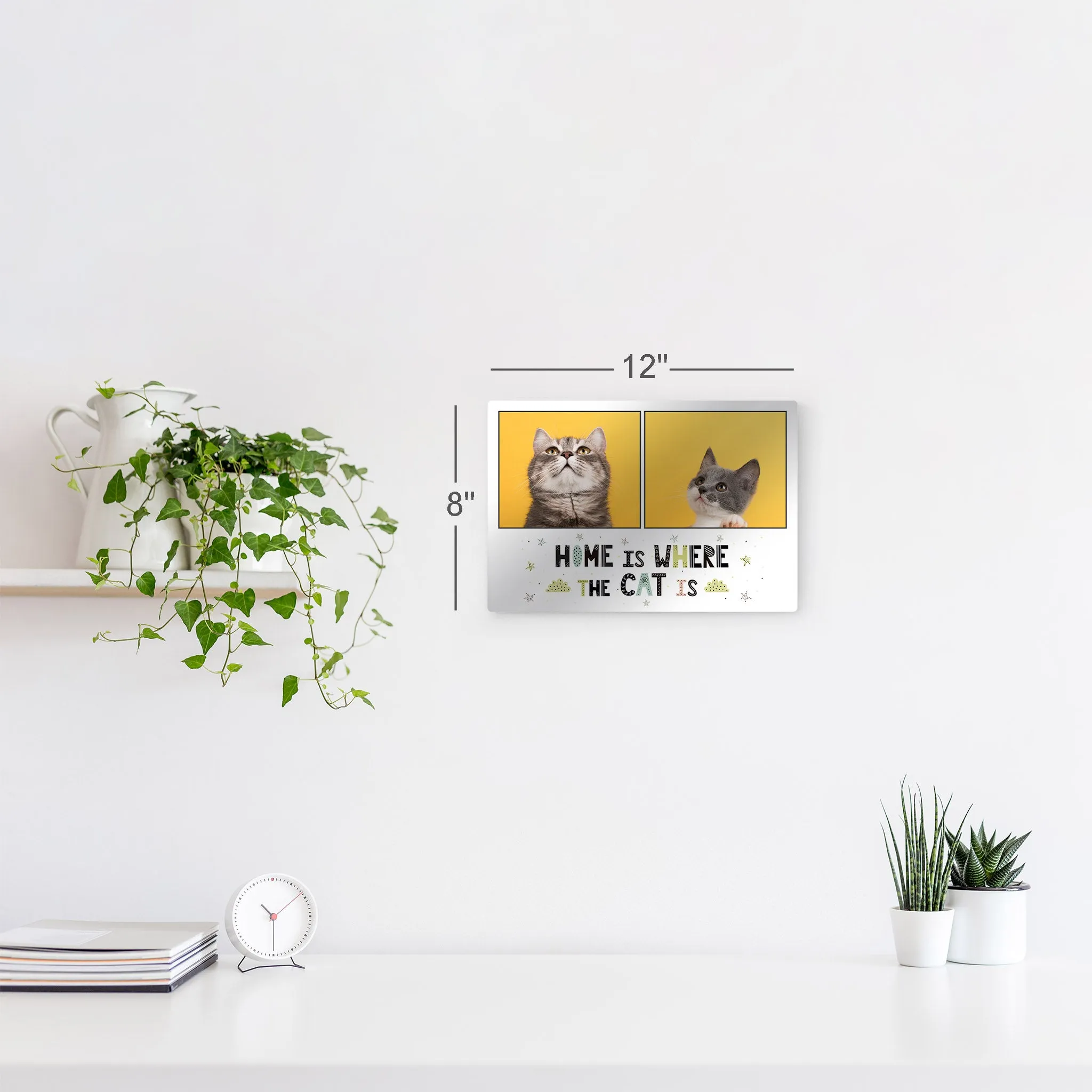 Personalized Gift Wall Art Custom Photo Collage Pet - Home is Where the Cat is
