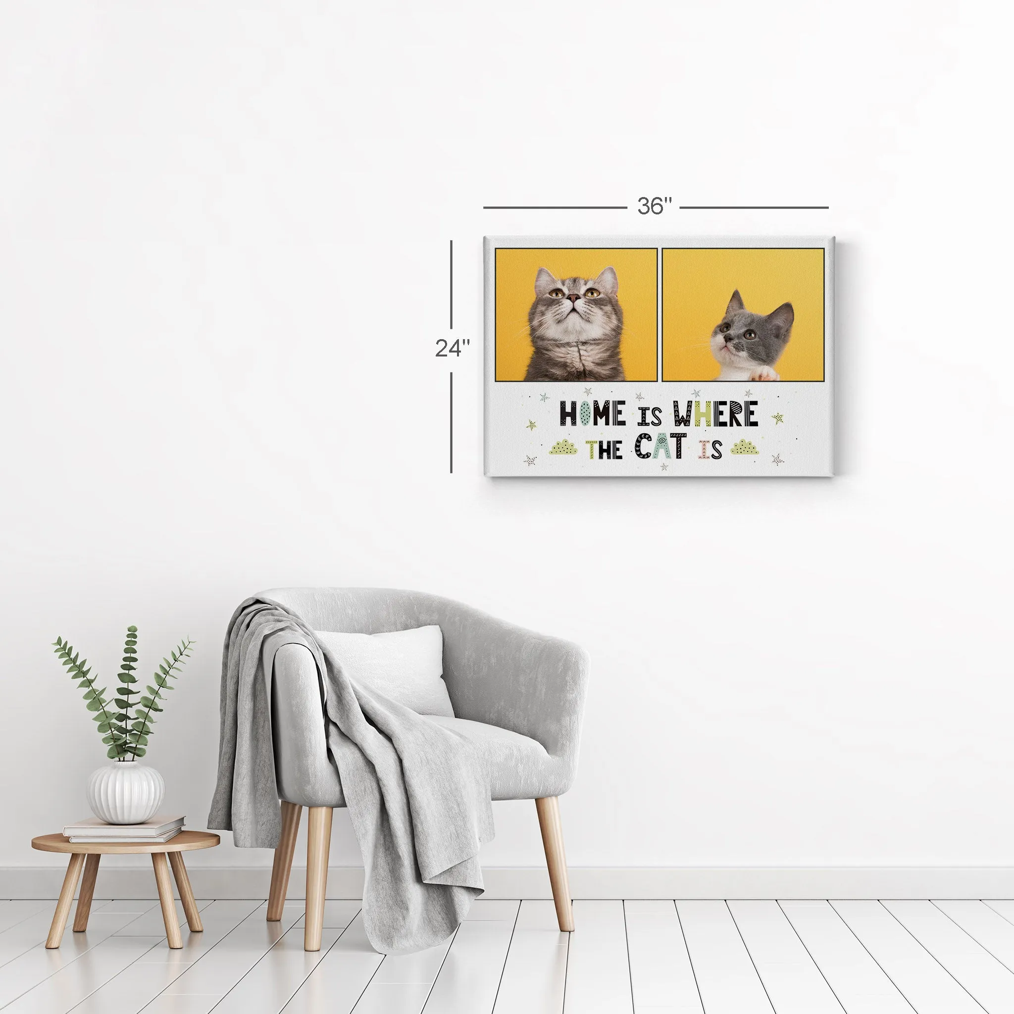 Personalized Gift Wall Art Custom Photo Collage Pet - Home is Where the Cat is