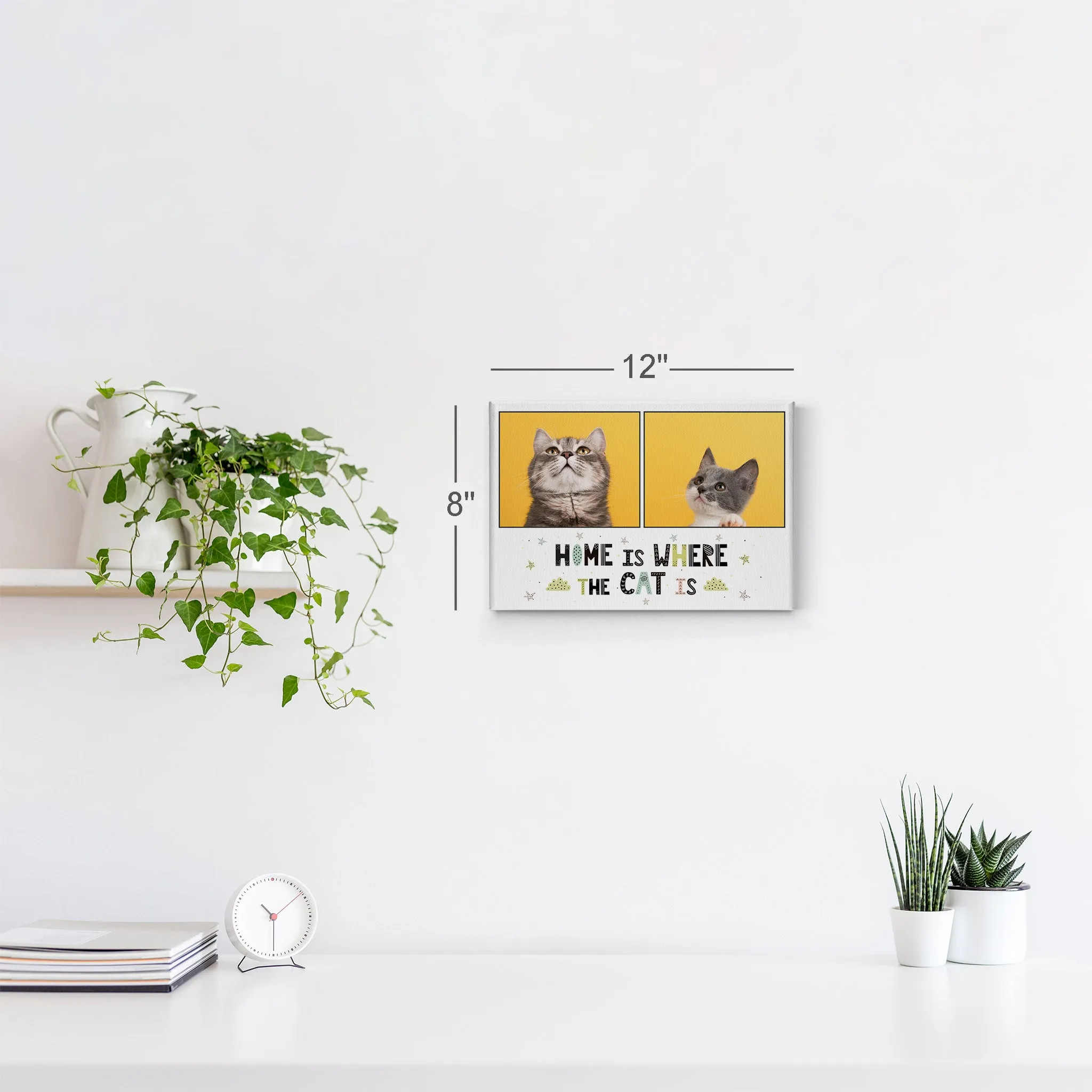 Personalized Gift Wall Art Custom Photo Collage Pet - Home is Where the Cat is