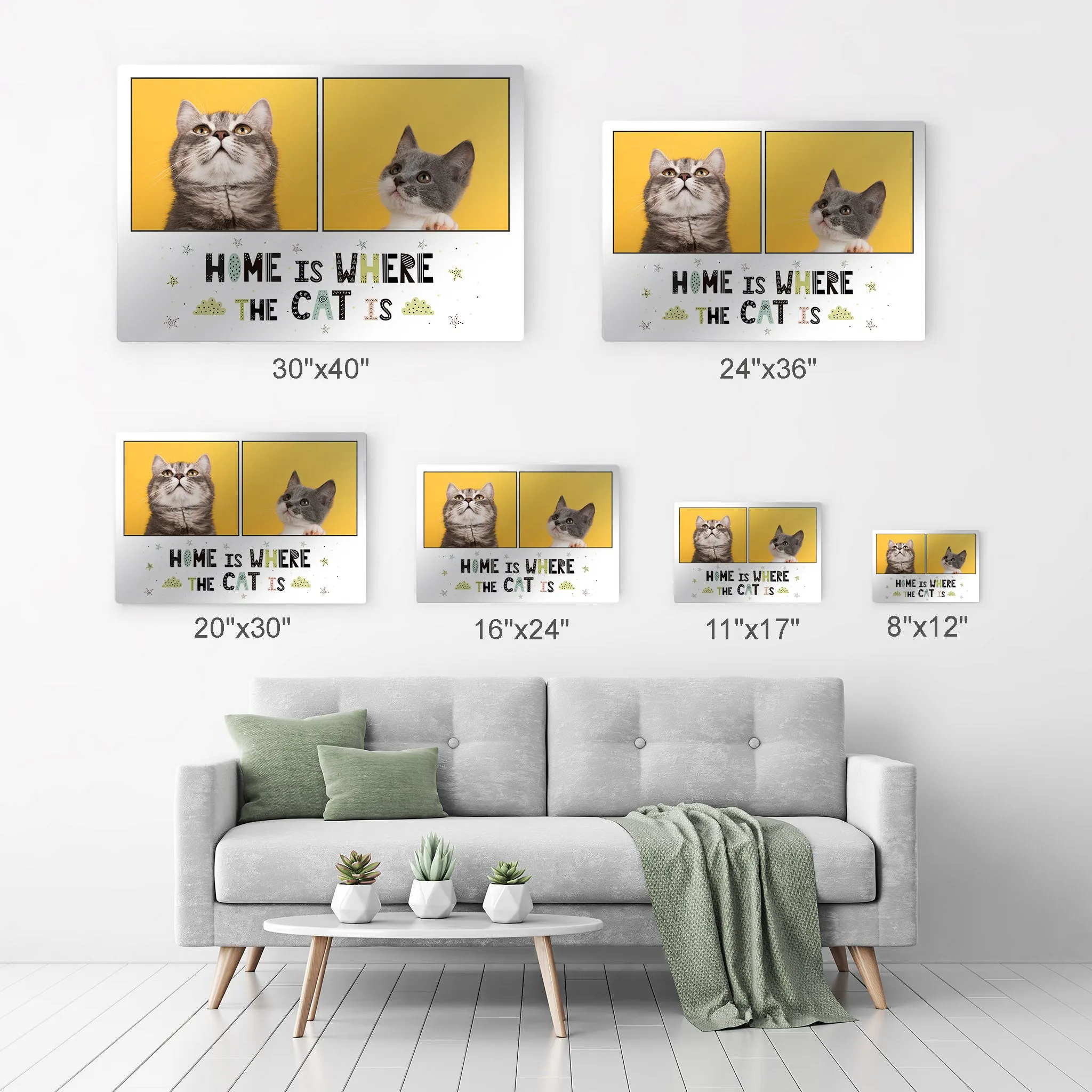 Personalized Gift Wall Art Custom Photo Collage Pet - Home is Where the Cat is