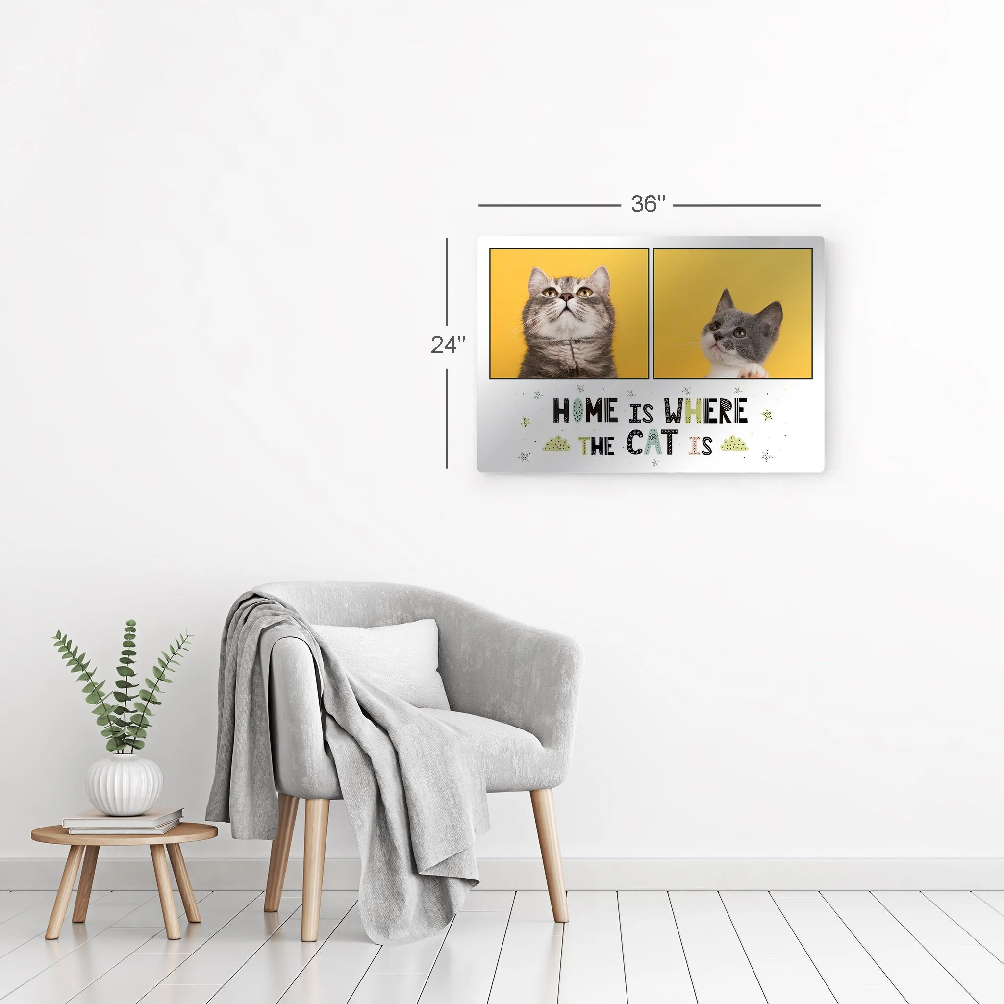 Personalized Gift Wall Art Custom Photo Collage Pet - Home is Where the Cat is