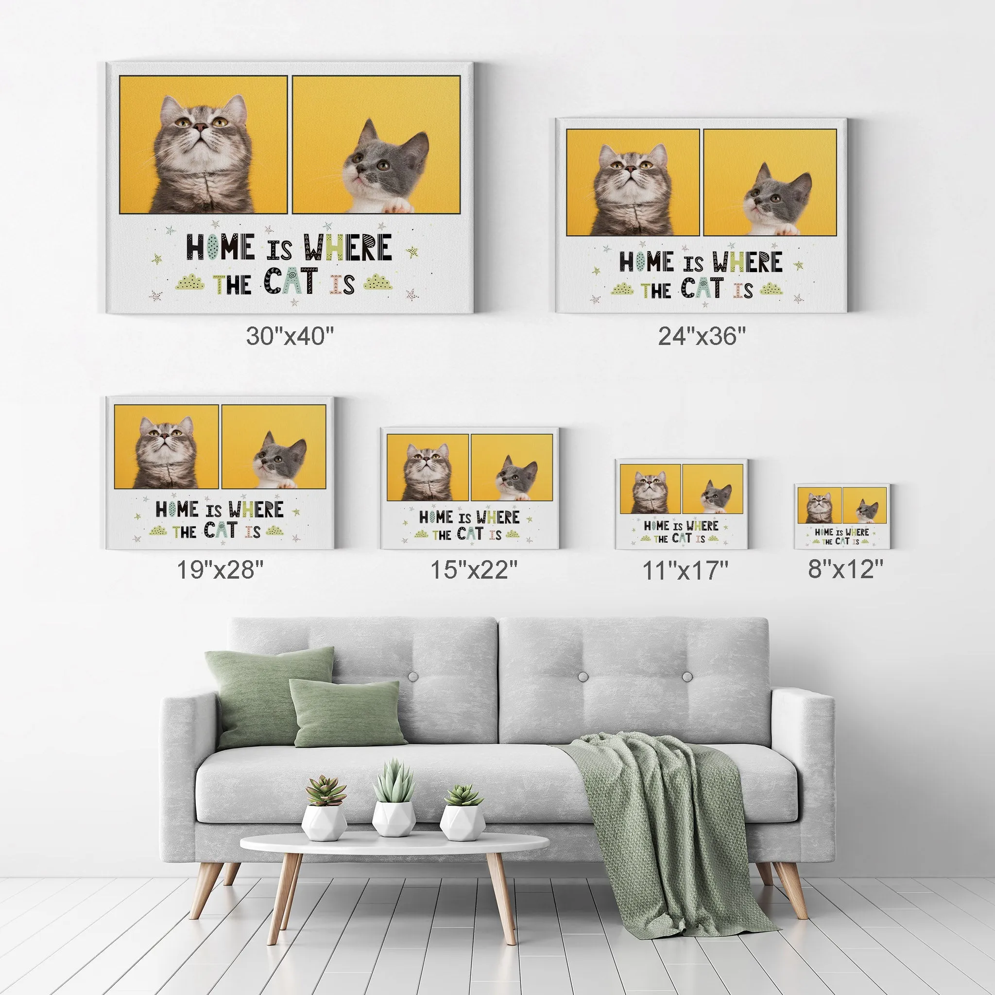 Personalized Gift Wall Art Custom Photo Collage Pet - Home is Where the Cat is