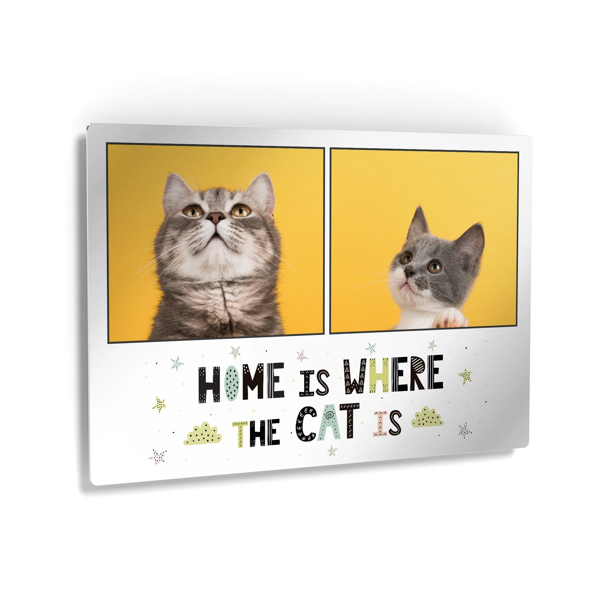 Personalized Gift Wall Art Custom Photo Collage Pet - Home is Where the Cat is
