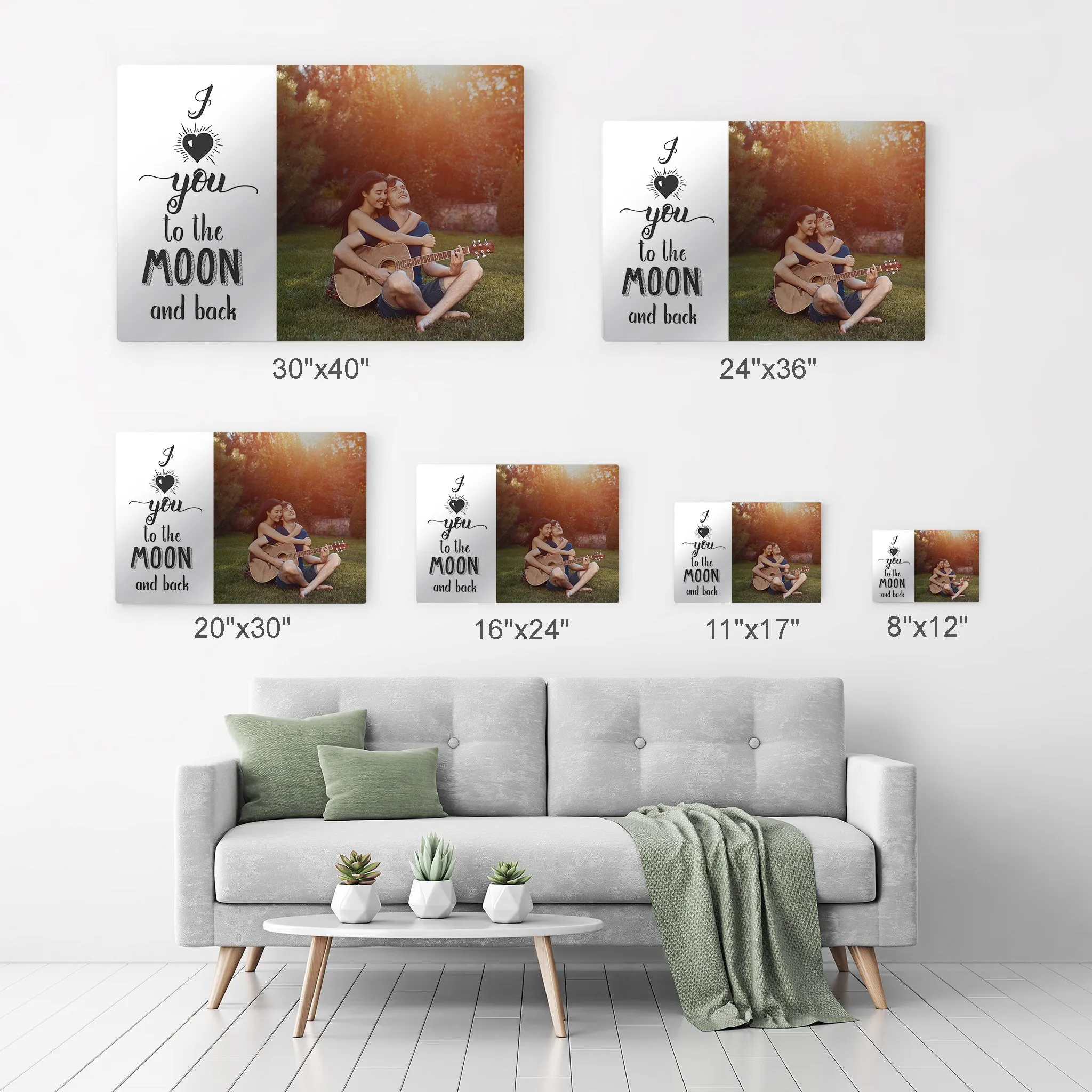 Personalized Gift Wall Art Custom Photo with I Love You to the Moon and Back Quote